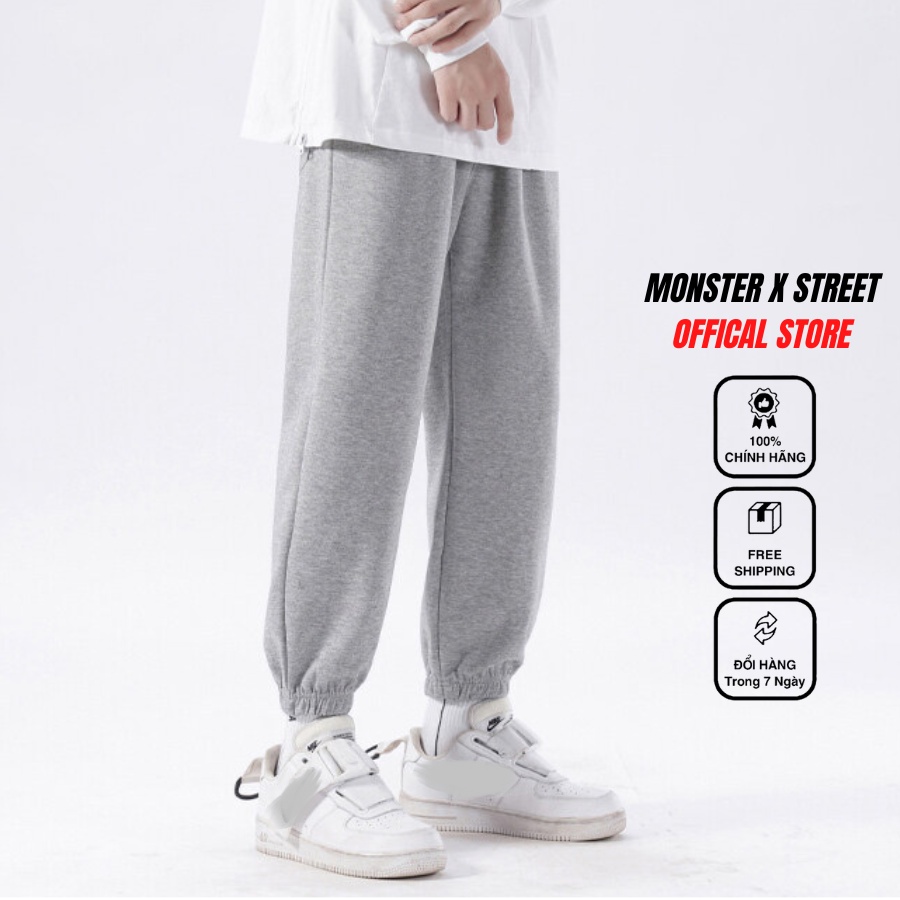 Quần jogger unisex Monster X Street bo gấu dáng thể thao xuông nam nữ nỉ bông bigsize basic pants NHIỀU MÀU