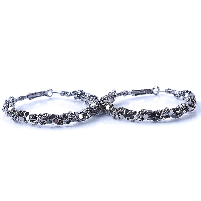 Fm Bông Tai Thời Trang Hình Tròn To Màu Đen Xu Hướng, Bông Tai Thời Trang Nữ