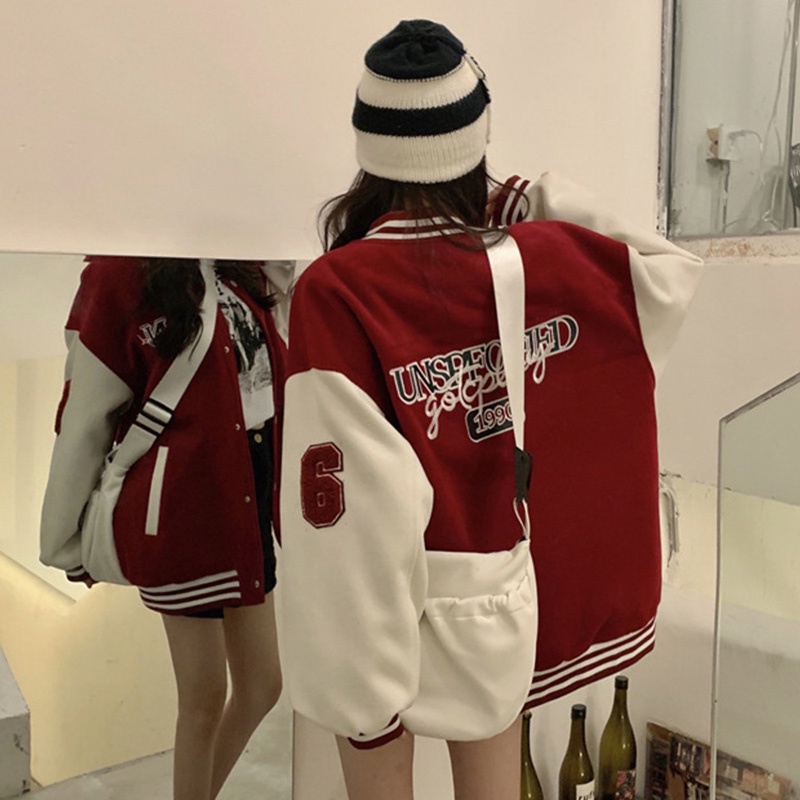 Áo Khoác Bomber Thêu Chữ Phong Cách Vintage Dành Cho Nữ