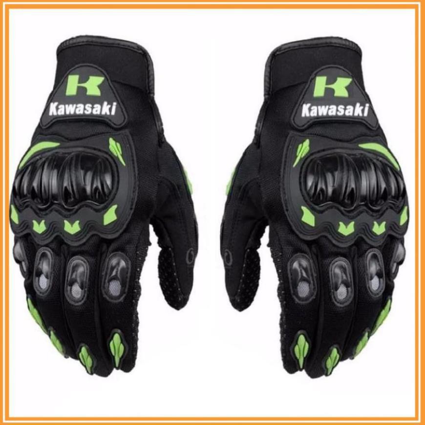 Găng Tay Xe Máy, Bao Tay Đi Phượt Kawasaki - Monter - Probike - Fox Full Ngón Có Gù Bảo Vệ Chuyên Moto Thể Thao Cao Cấp