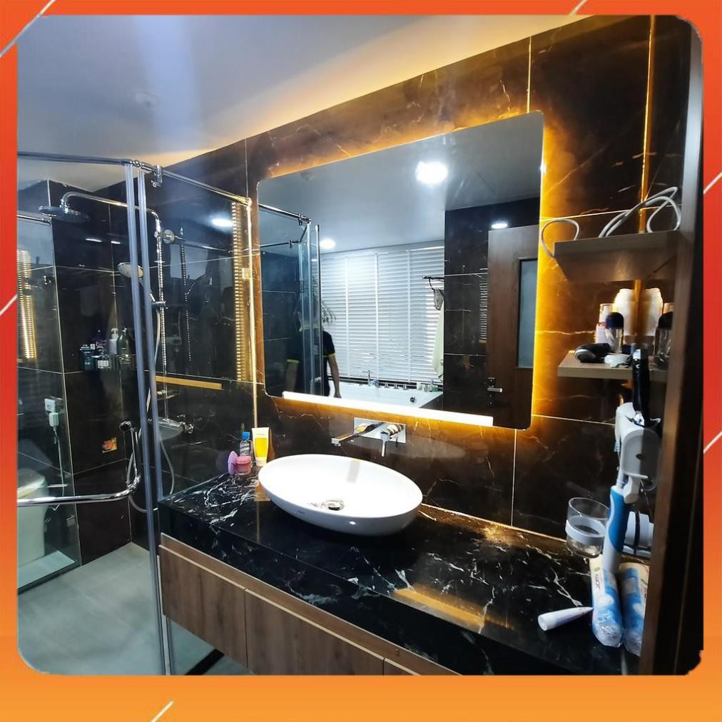 gương phòng tắm đèn led hoàng kim cảm 3 chạm phá sương đồng hồ nhiệt độ hiện đại kích thước 70x90 - guonghoangkim mirror | BigBuy360 - bigbuy360.vn