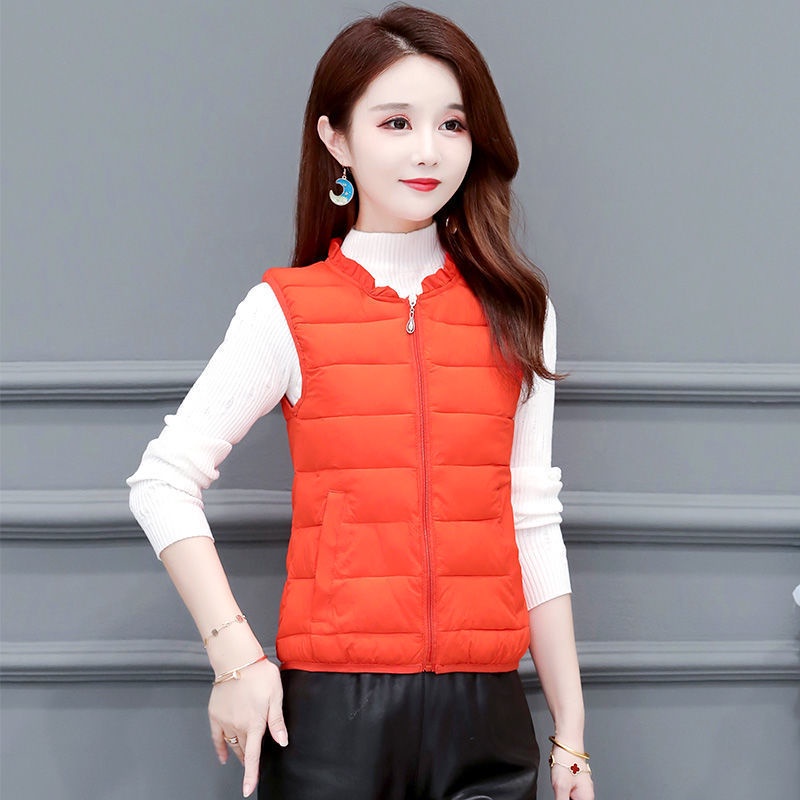 Áo Khoác Phao Sát Nách Dáng Ôm Ngắn Vải Cotton Siêu Nhẹ Kiểu Hàn Quốc Dễ Thương Cho Nữ