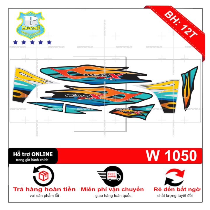 ( Quí khách vui lòng mang ra tiệm cho thợ dán ) Tem wave X 110 2017 đen