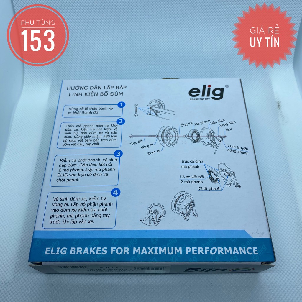 Bố thắng , má phanh đùm hiệu Elig cho xe Air Blade , Vision , Lead , Sh Mode - Bố ĐÙM ELIG - PHỤ TÙNG 153