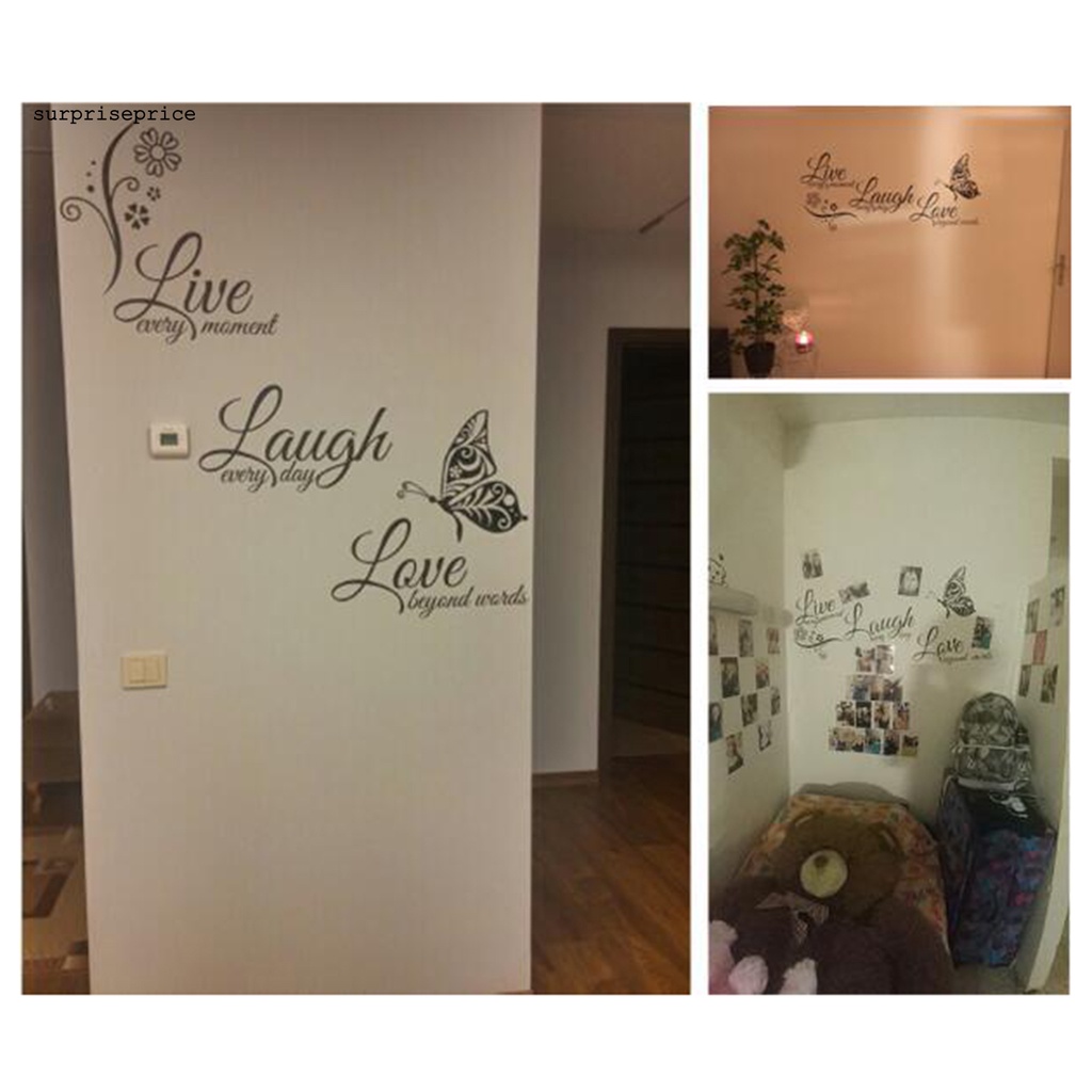 Miếng dán tường trang trí phòng khách hình chữ Live Love chống biến dạng