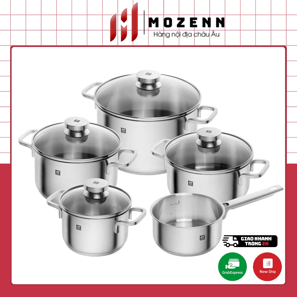 Bộ nồi Zwilling Focus 5 món gồm 4 nồi 1 quánh chất liệu thép không gỉ, full hộp nhập Đức chính hãng
