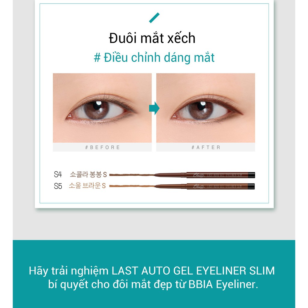 Gel chì kẻ mắt Bbia Last Auto Gel Eyeliner Slim - S4 Chocolat Bon Bon S (Màu nâu sữa) 0.1g - Bbia Official Store