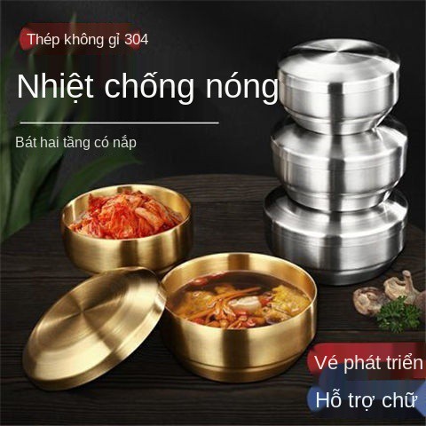 Thố inox Hàn Quốc có nắp, hấp, kim chi, chúc phúc, gia vị bát, bát hai lớp, hộp đựng mẫu