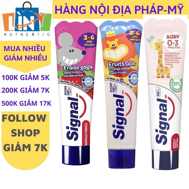 [Không sâu răng-Không cay] Kem đánh răng cho bé trẻ em nuốt được SIGNAL 0 1 2 3 4 5 6 tuổi 50ml 97% thành phần tự nhiên