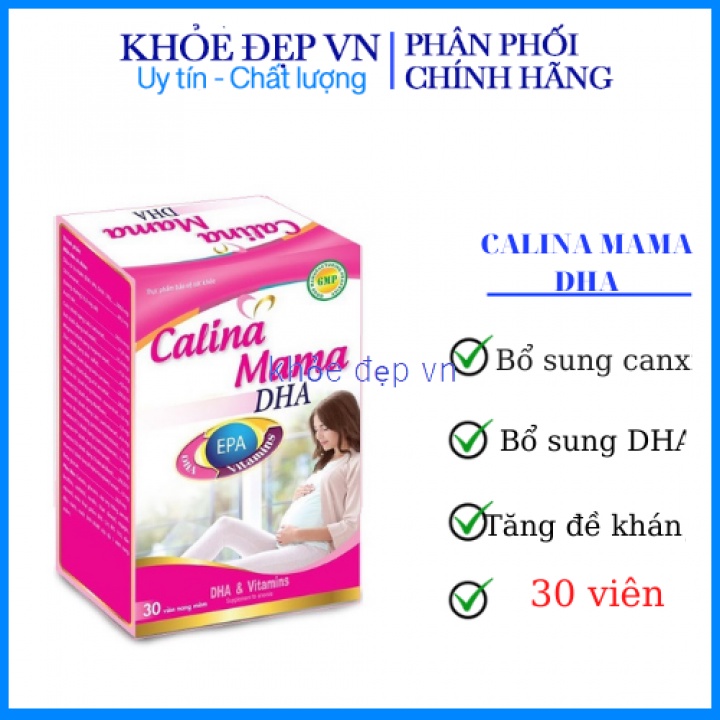 Viên uống Calina Mama bổ sung EPA, DHA, Vitamin cho phụ nữ mang thai và phụ nữ cho con bú – Lọ 30 viên