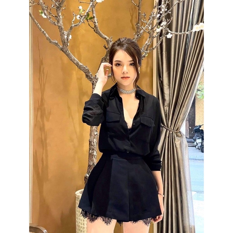 Chân váy ngắn lưng cao phối ren, Chân váy nữ chất tuyết mưa SUNA FASHION từ 42 - 60kg | BigBuy360 - bigbuy360.vn