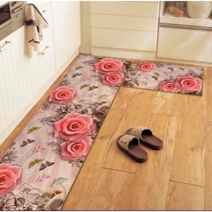 [Ảnh Thật] Bộ thảm bếp 3d thảm lau chân thảm chùi chân kích thước 40x60 và 40x120cm