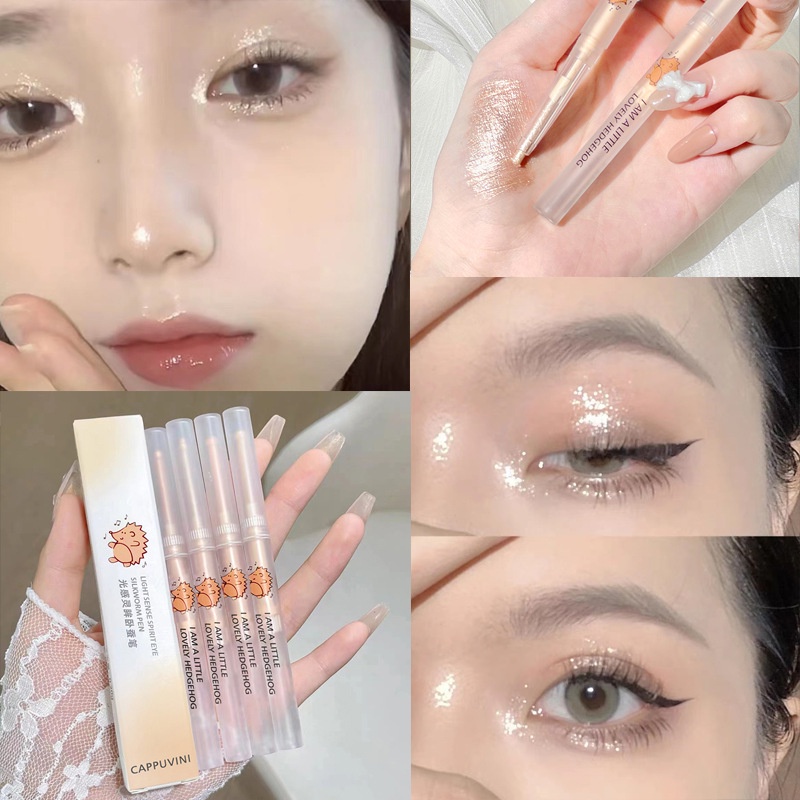 Bút Kẻ Mắt Kiêm Phấn Mắt Highlight Màu Lì Tự Nhiên Hình Nhím Cappuvini