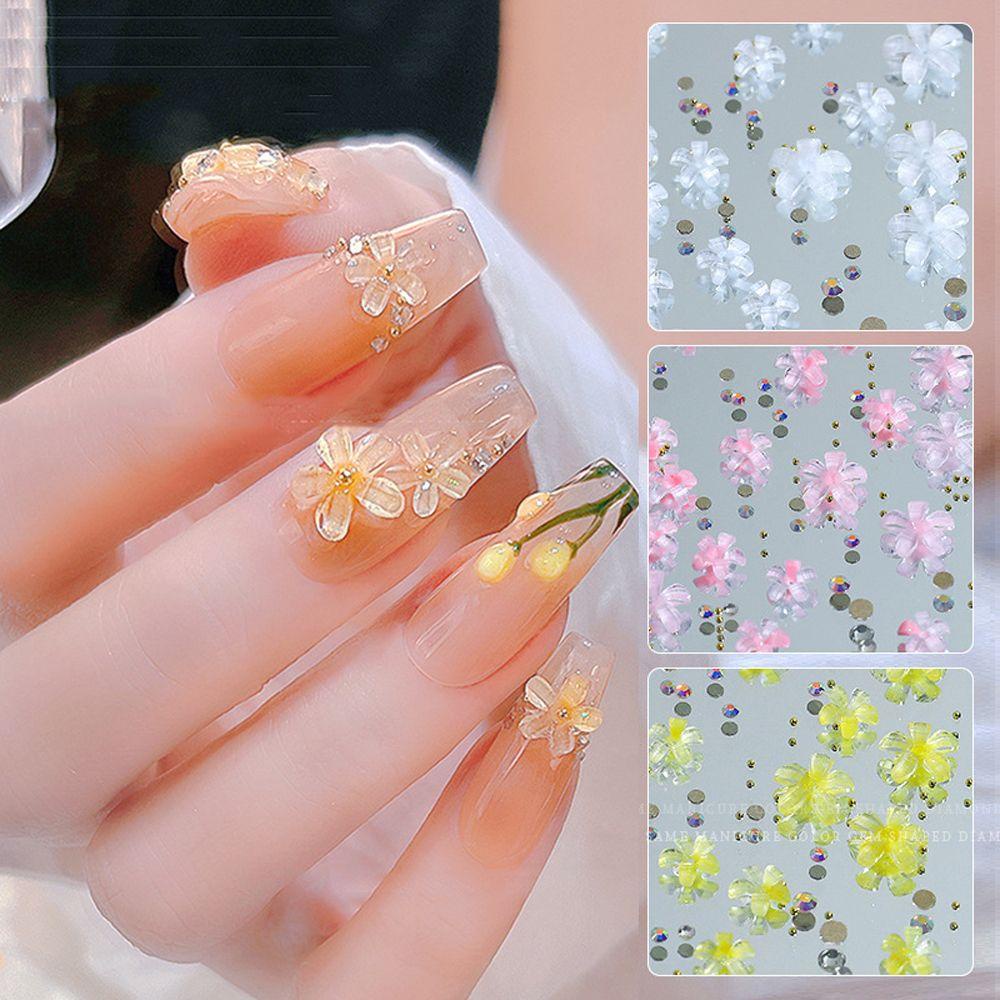 Hạt Nhựa Resin Trong Suốt Hình Hoa Nhiều Màu Trang Trí Móng Tay DIY