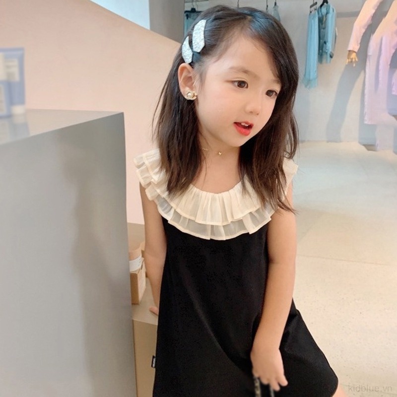 Đầm Công Chúa Chữ A Không Tay Viền Ren Thời Trang Mùa Hè Cho Bé Gái 3-8 Tuổi