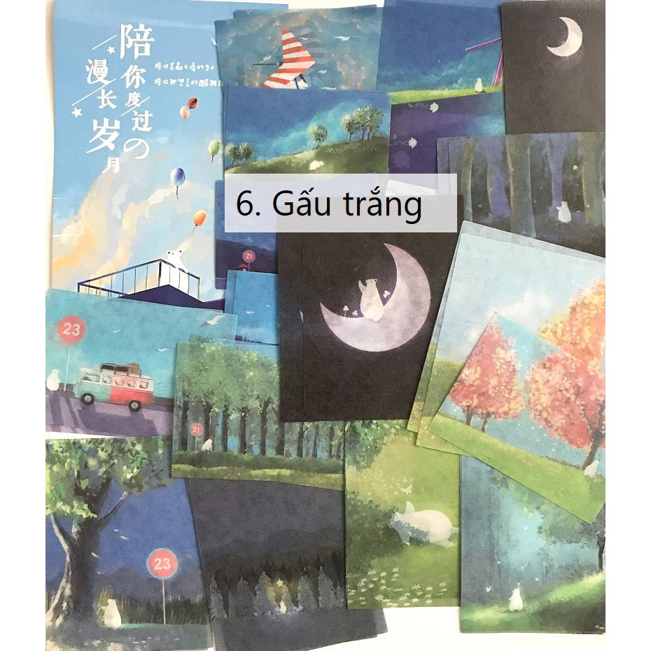 Set 40 sticker giấy washi trang trí planner Gachini