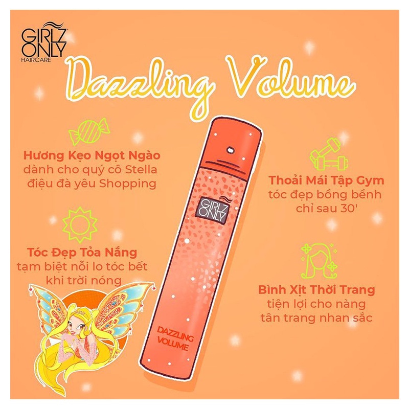 Dầu Gội Khô Girlz Only Dazzling Volume 200ml ( Cam )