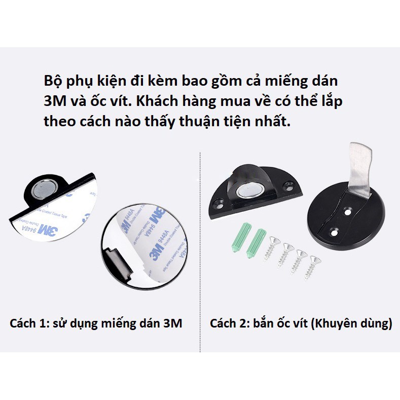 Chặn cửa thông minh, Hít Nam Châm, Chặn Cửa Như Vô Hình Dán Sàn, chống va đập - kèm miếng dán 3M &amp; ốc vít, ảnh thật