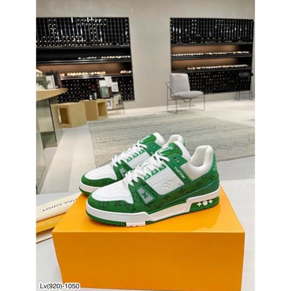 [Sẵn Hàng] Giày Buộc Dây Nam Lv Logo Nổi Cao Cấp Full Box - Giày Lv SC Full Box Pha màu