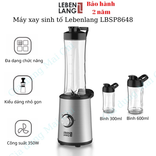 Máy xay sinh tố mini, máy xay đa năng cầm tay Lebenlang LBSP8648 2 bình thay thế bảo hành chính hãng 24 tháng