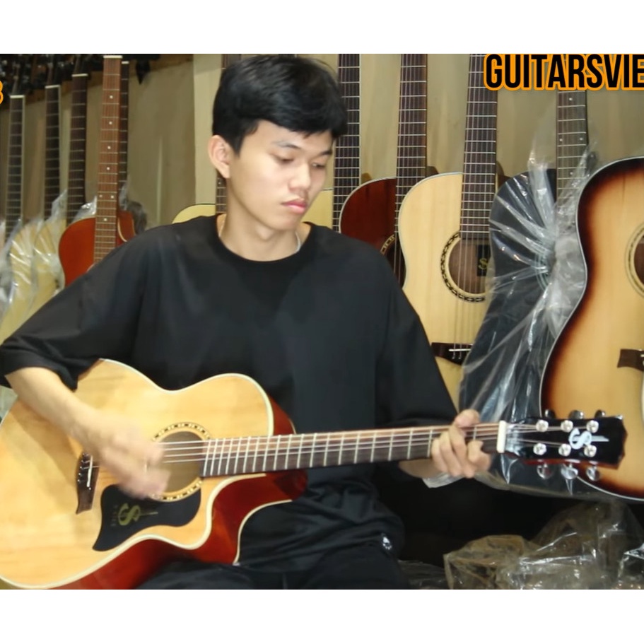 Đàn guitar acoustic gỗ thịt, có ty, có EQ kết nối loa mã CV120Pro, CV135, CV25 và CVAC25 chính hãng S Việt