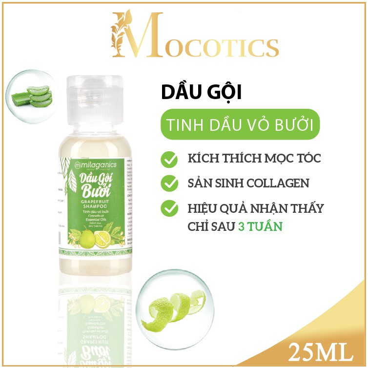 Bộ dầu gội và dầu xả bưởi Mocotics kích thích mọc tóc (25ml/Chai)