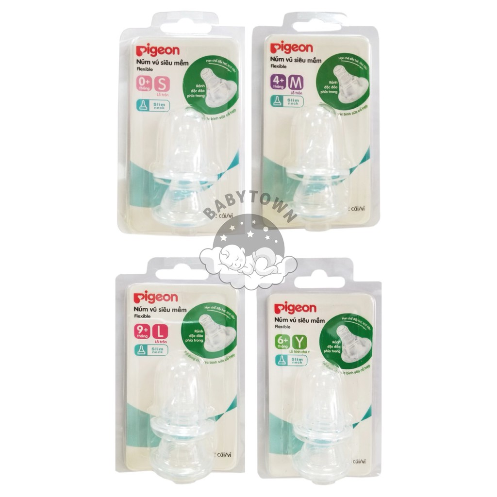 [CHÍNH HÃNG]Núm vú cổ hẹp silicone siêu mềm Pigeon (2 cái/vỉ)