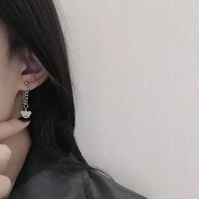 Bông Tai Hình Gấu Bằng Thép Titan Thời Trang
