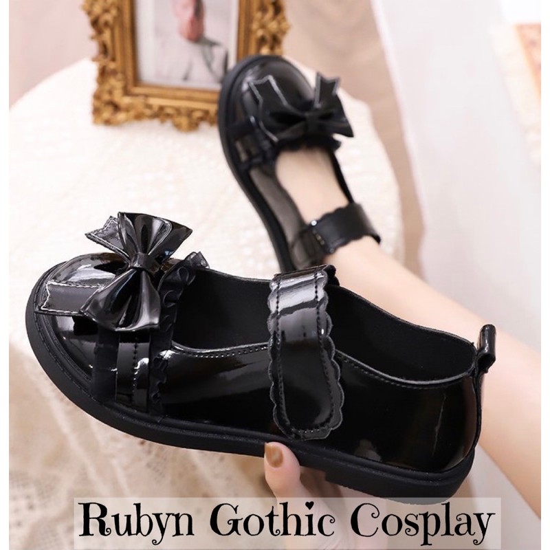 [Sẵn]  Giày Búp Bê Lolita Mary Janes phối ren nơ xinh xắn ( Size 35 - 40 )