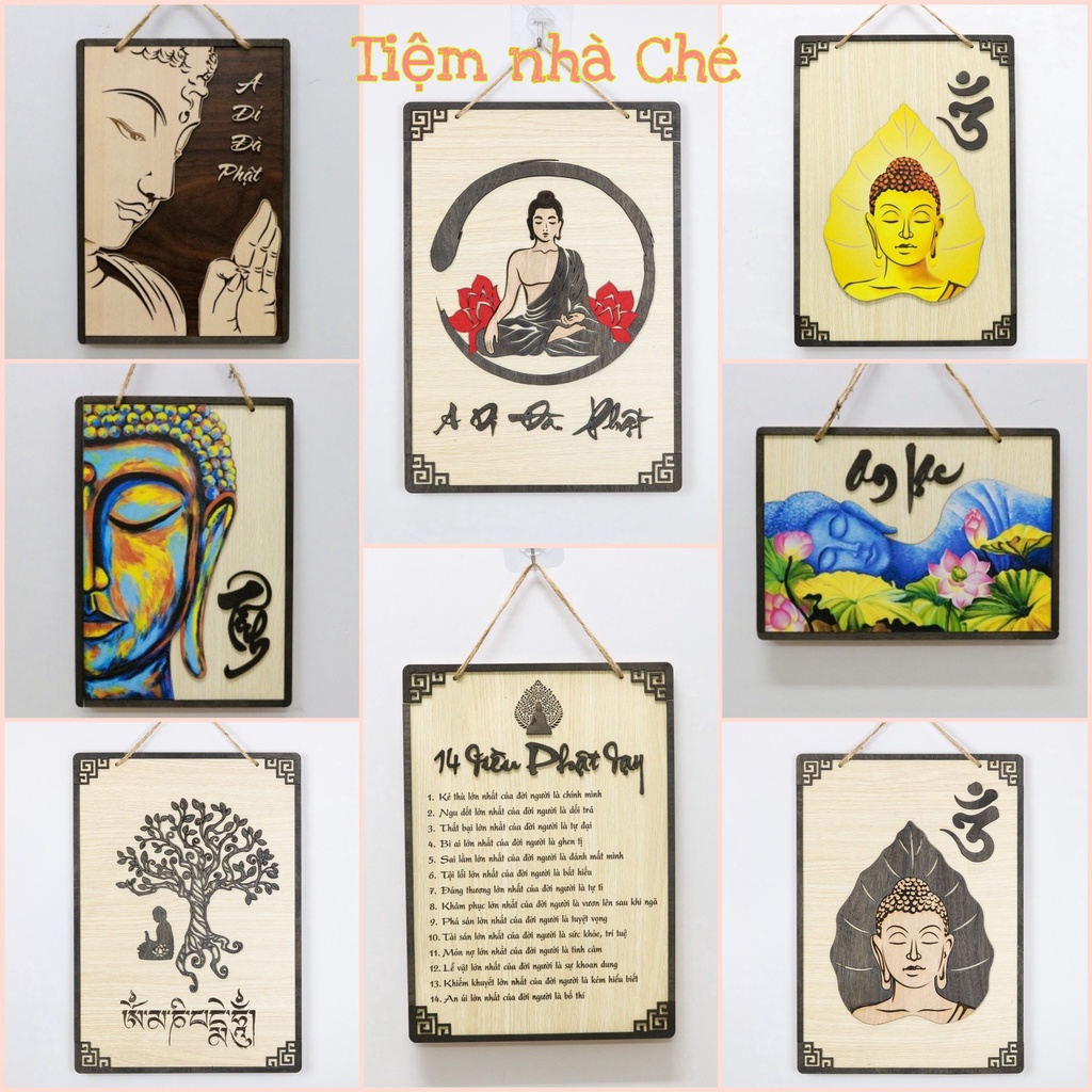 Bảng gỗ treo tường trang trí nhà cửa Thư pháp Cha mẹ, Hiếu, Vợ chồng, An nhiên,Hạnh phúc