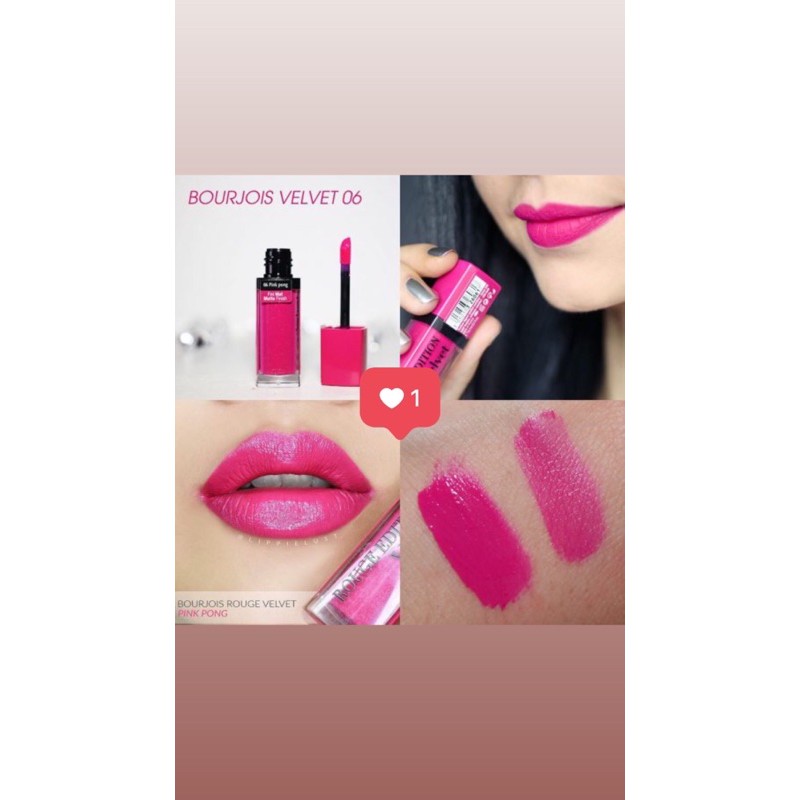 SON KEM LÌ BOURJOIS ROUGE VELVET #06 PINK PONG - HỒNG ĐẬM TƯƠI