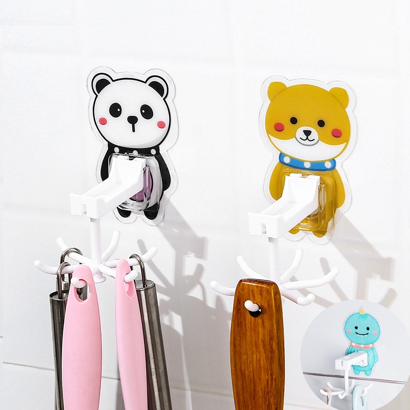 Móc treo dán tường có 6 nhánh xoay 360° giá treo đồ nhà bếp móc chìa khóa decor trang trí nhà cừa đồ gia dụng