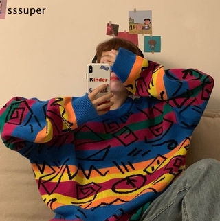 Áo Sweater Cổ Tròn Dáng Rộng Thêu Họa Tiết Thời Trang Trẻ Trung