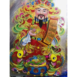 Decal hình Ông Thần Tài trang trí cửa, tường đón Tết  siêu đẹp - VPP Trí Tuệ