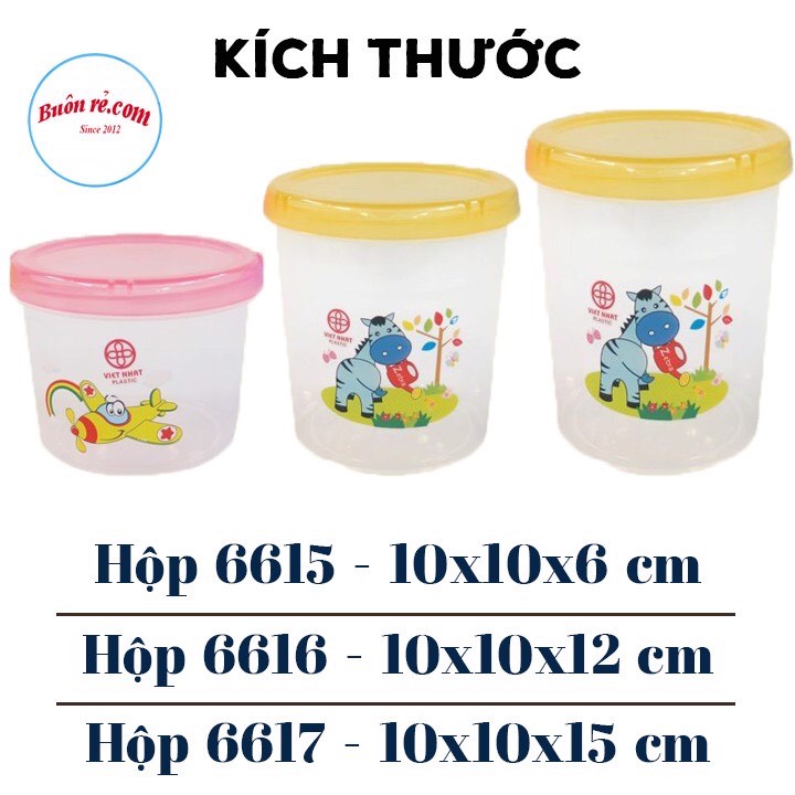 Hộp lạnh tròn 3 size (6615-6616-6617) Việt Nhật, Hộp đựng thực phẩm, bảo quản thức ăn - br01382