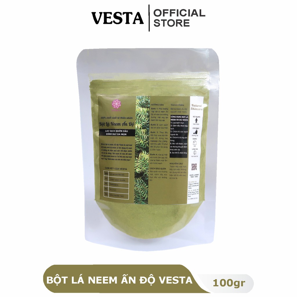 Bột Lá Neem Ấn Độ Nguyên Chất Vesta 100g