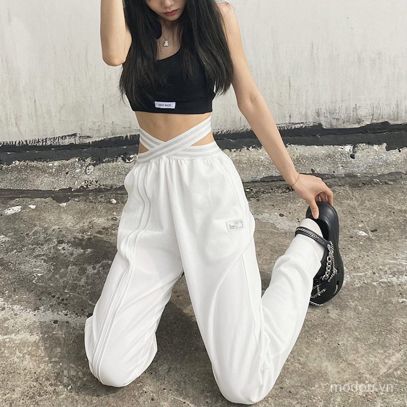 xia xia Quần Jogger Lưng Cao Chất Liệu Cotton Thời Trang Cho Nữ