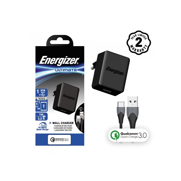 Bộ sạc Energizer AC1Q3EUUC23 - QC 3.0, Kèm cáp USB-C
