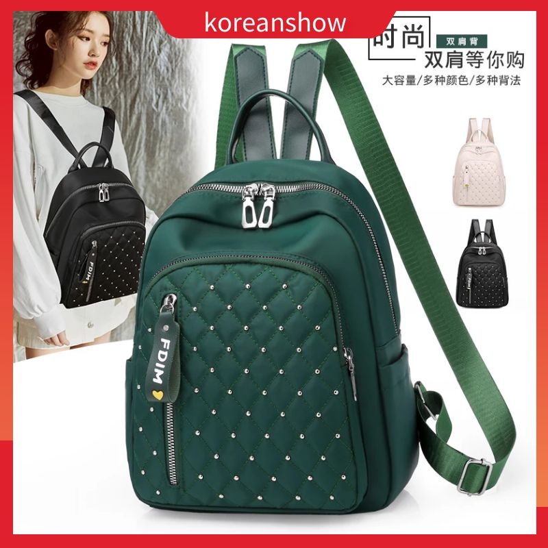 Balo Thời Trang Bằng Nylon Chống Nước Chống Trộm Phong Cách Hàn Quốc Cho Nữ