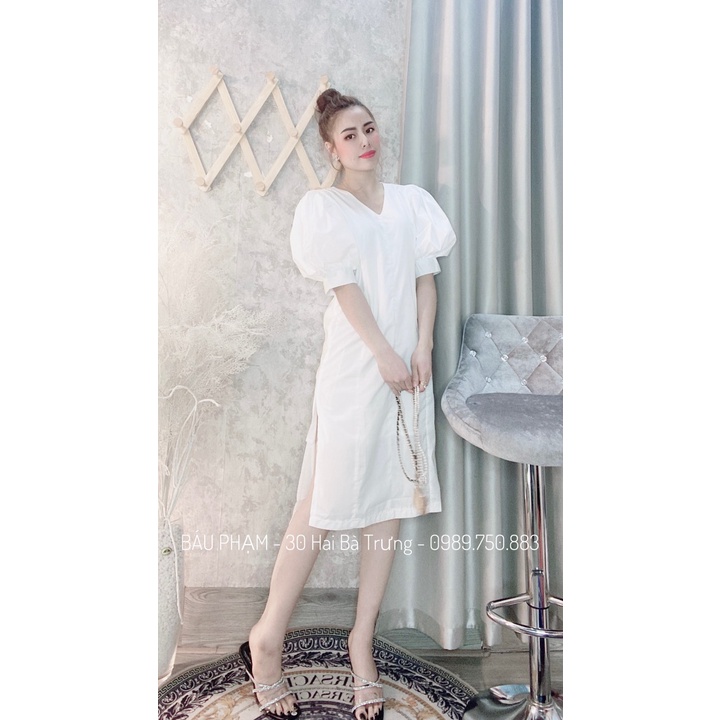 Váy thô vai bồng, form suông béo bụng hay bầu bì vẫn xinh nha !!! 🌞