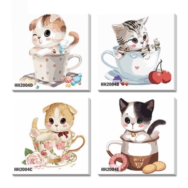 Tranh tô màu theo số cho bé các mẫu dễ thương size 30*30cm đã căng khung và đầy đủ phụ kiện | BigBuy360 - bigbuy360.vn