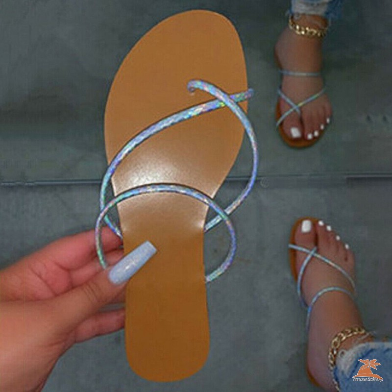 #dep Lê# Women Summer Casual Flat Toe Beach Sandals Slippers Slip-on Flip Flop Shoes