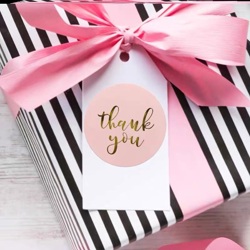 Combo 20 miếng tem sticker thank you pink - thiết kế mới