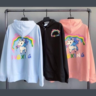 Áo khoác unisex unicorn cầu vồng - hoodiezip in hình