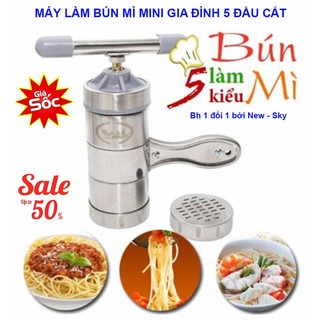 Máy Làm Bún Tươi, Mỳ Sợi 5 Đầu Cắt Inox (Bạc)