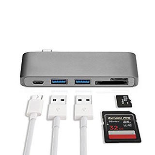 USB 3.1 Type C Hub Adapter USB-C Hub Dock Dongle with PD Port USB 3.0 TF SD Reader Slot for MacBook Pro Type-C