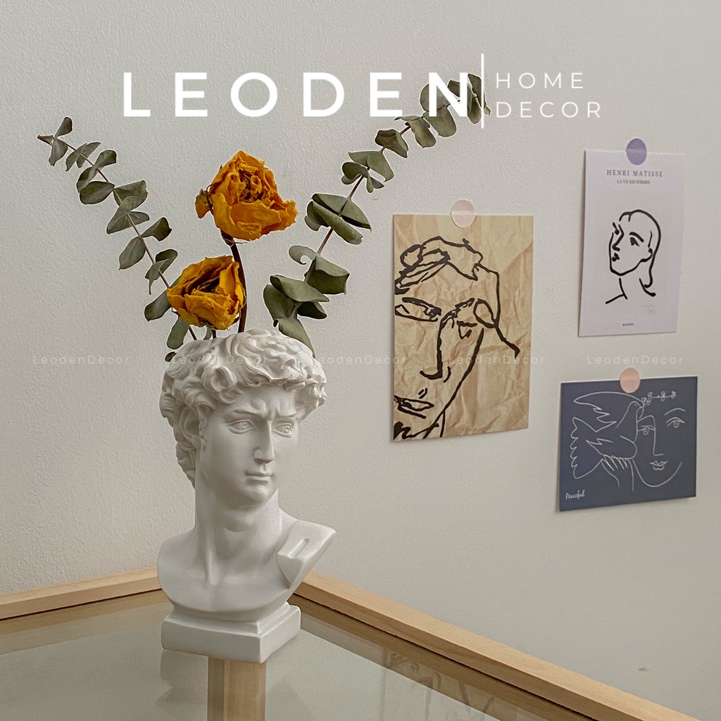 Tượng David trang trí mini cắm hoa decor phong cách Bắc Âu, phụ kiện chụp ảnh đẹp – LEODEN DECOR