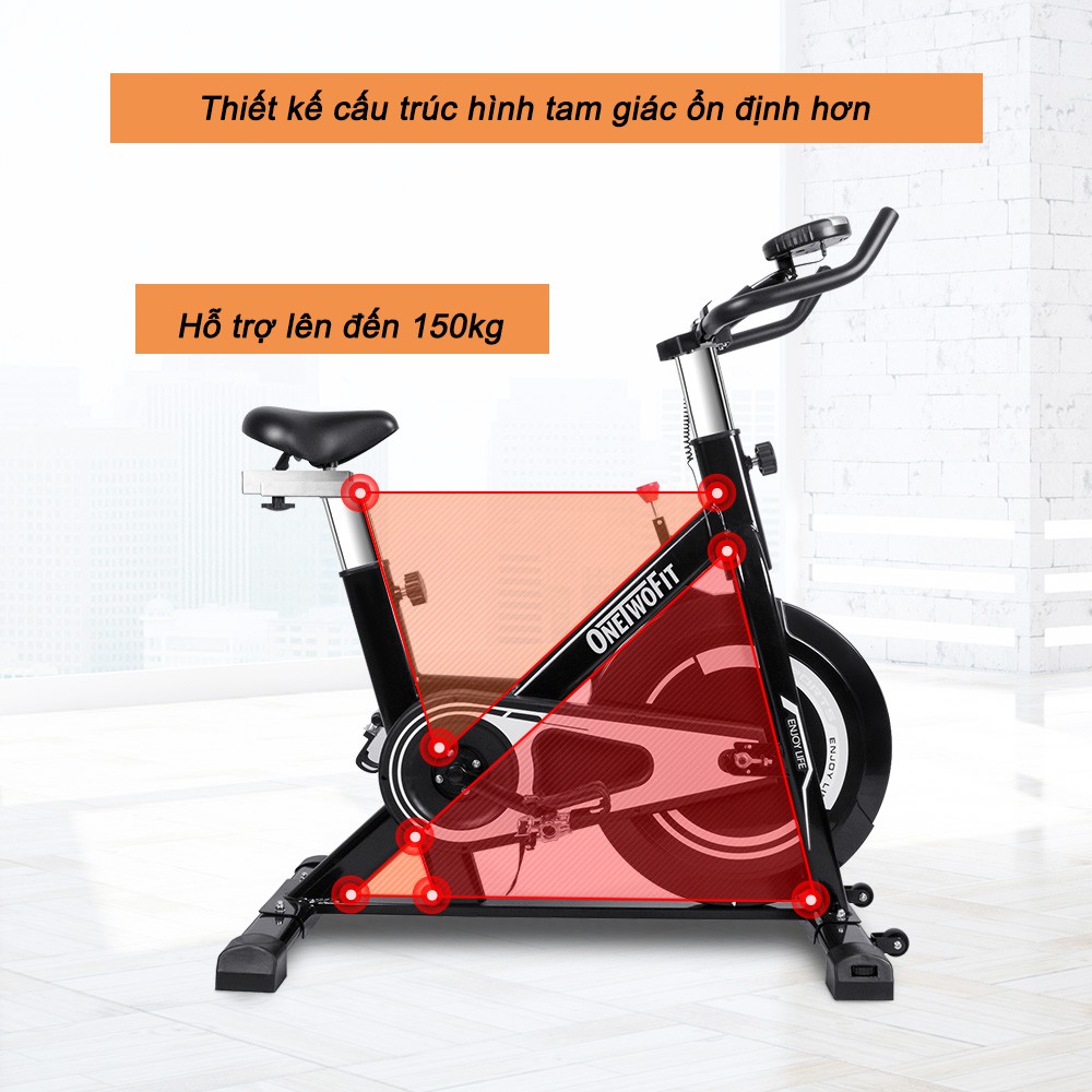 OneTwoFit Xe đạp tập thể dục Air Bike với Đệm ngồi thoải mái và có thể điều chỉnh (Bánh xe đạp 8kg)
