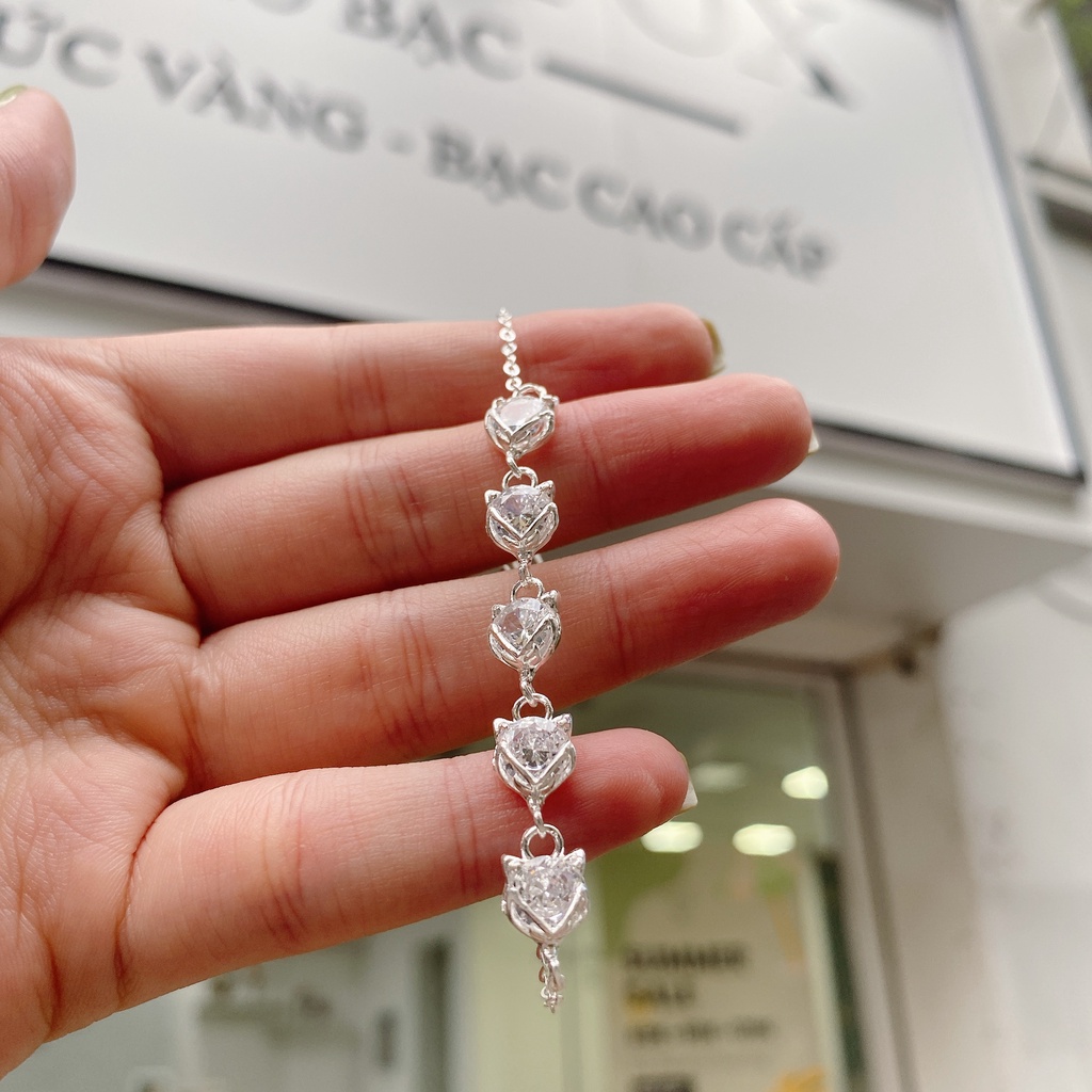 Vòng Tay, Lắc Chân Bạc S925 CaoBac Silver Họa Tiết Năm Hồ Ly Đinh Đá Phong Cách Nhẹ Nhàng Dành Tặng Cho Bạn Gái