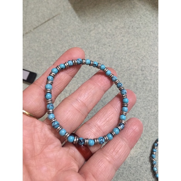 Vòng tay đá lam mini phối charm si tuyển Nhật